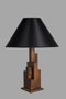 Opviq Lámpara de Mesa 8301-4M Negro y Nogal